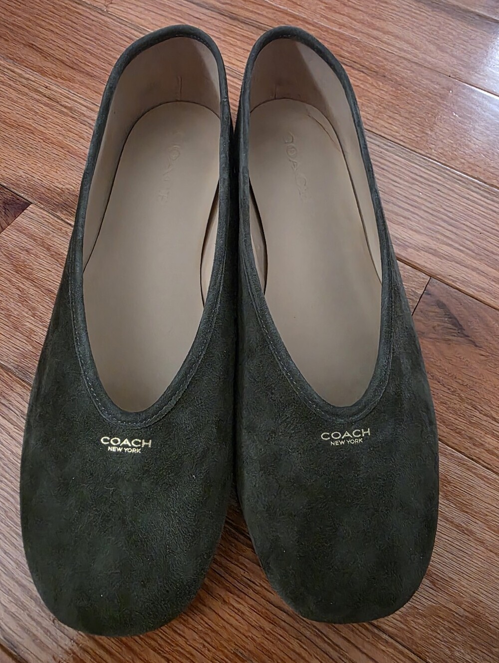 Coach Houston Ballet Flat, Olive Suede, 10